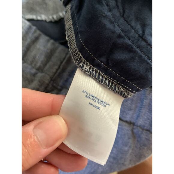 Lands End Womens Size 12P Pull-On Pants Mid Rise Wide Leg Linen Blend Blue - Picture 8 of 10